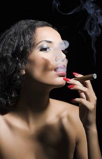 Picture of woman smoking a cigar